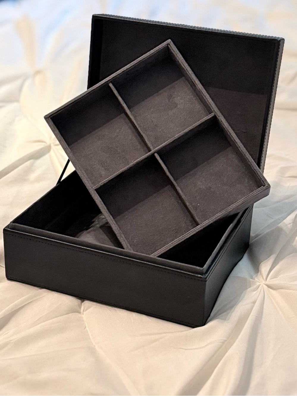 BLKSMITH Leather Jewelry Storage Box with Removable Tray ~ EUC